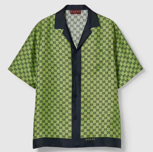 MADE IN ITALY GUCCI GG PRINTED 100% SILK SHIRT - Picture 1 of 16